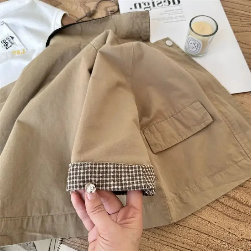 Kids Windbreaker 2025 Spring Autumn Korean Fashion Casual Jacket Simple Baggy Style