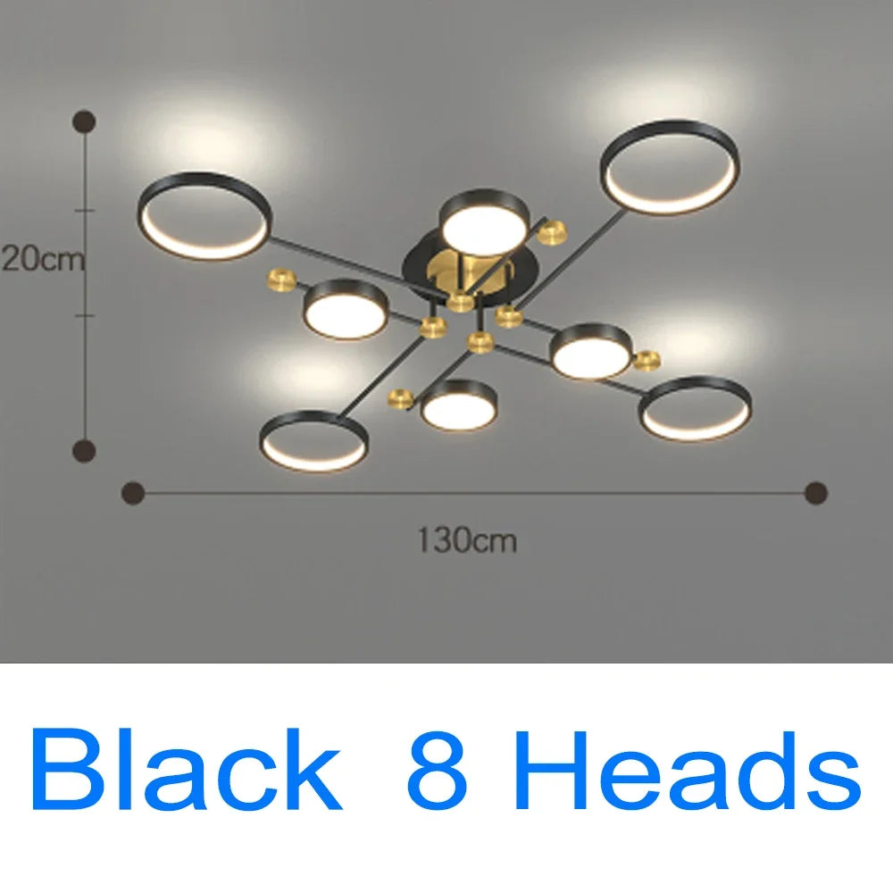 Nordic Postmodern Pendant Lights LED Lamp Gold Black Hanging Chandelier Ceiling Lights Dimming Remote Control Lighting Fixture