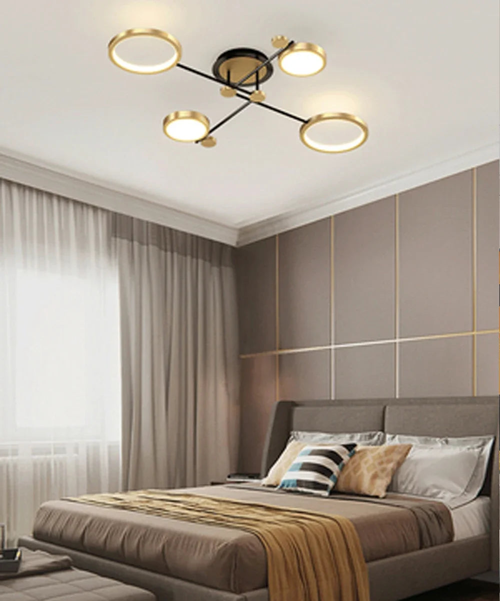 Nordic Postmodern Pendant Lights LED Lamp Gold Black Hanging Chandelier Ceiling Lights Dimming Remote Control Lighting Fixture