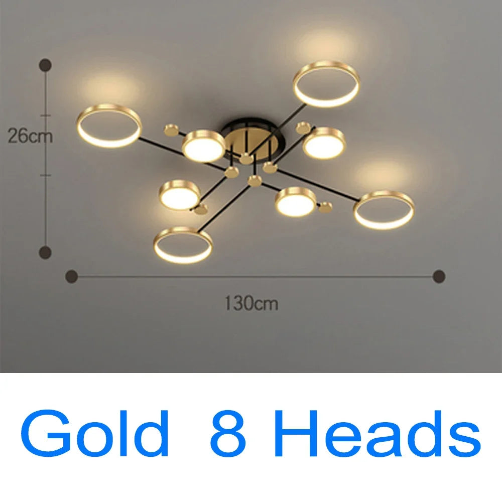 Nordic Postmodern Pendant Lights LED Lamp Gold Black Hanging Chandelier Ceiling Lights Dimming Remote Control Lighting Fixture