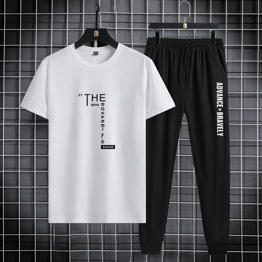 Men’s Summer Sports Set – Printed T-Shirt & Leggings, Thin Breathable Two-Piece, 2025