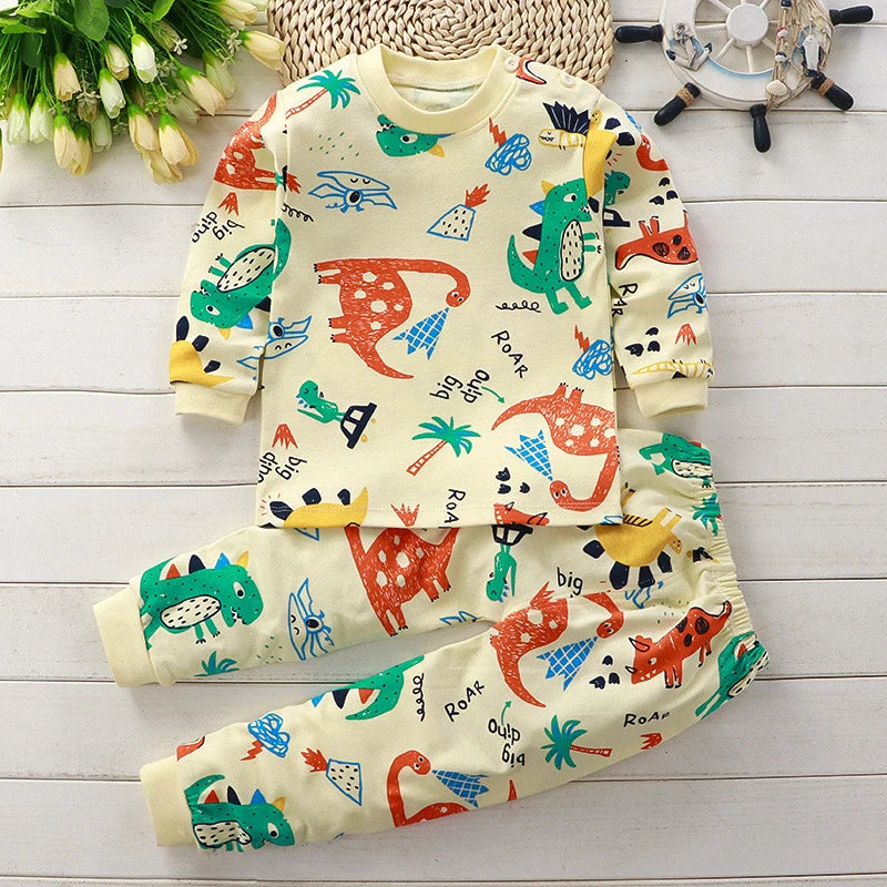 Kids Cotton Clothing Set Autumn Winter Pajamas Pants + Top Sleepwear for Boys Girls Christmas Gift