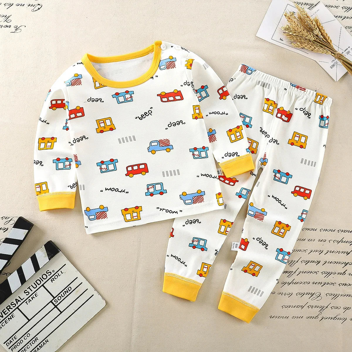 Kids Cotton Clothing Set Autumn Winter Pajamas Pants + Top Sleepwear for Boys Girls Christmas Gift