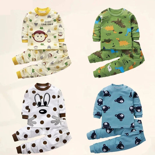 Kids Cotton Clothing Set Autumn Winter Pajamas Pants + Top Sleepwear for Boys Girls Christmas Gift